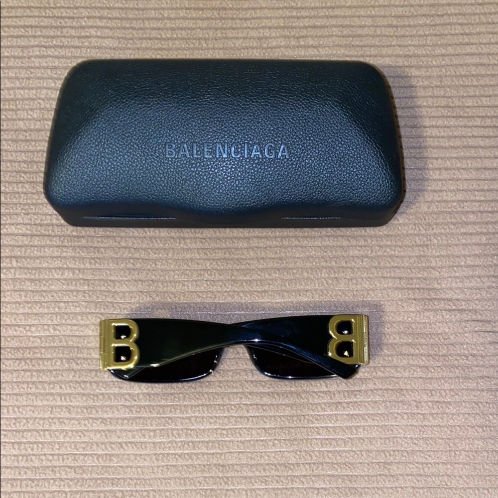 Balenciaga Sunglasses with Black Frame and Gold Accents